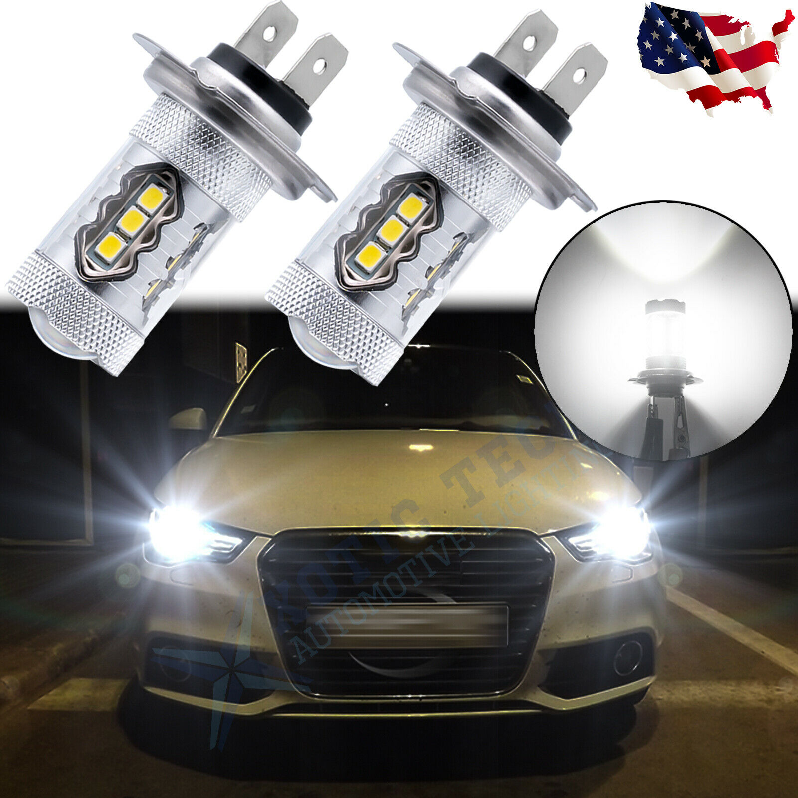 For Audi A3 A4 A5 A6 Q5 Q7 TT Super White H7 LED Headlight High Beam